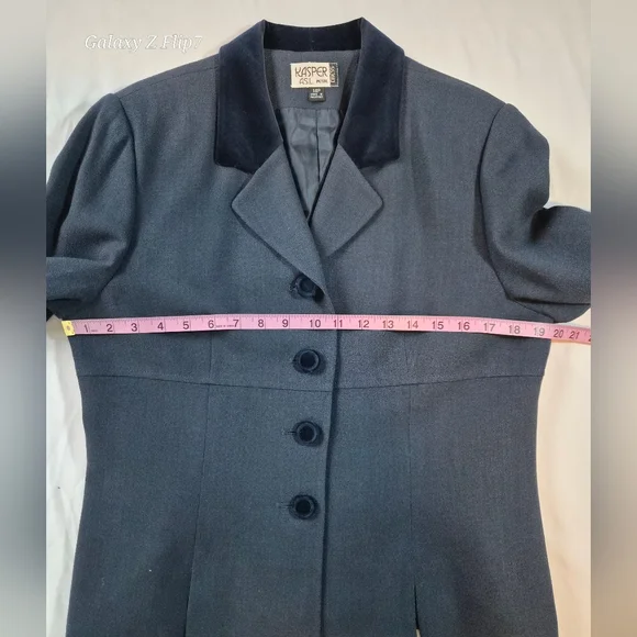 Kasper A.S.L. Petite 100% Wool Skirt Suit Set - Navy Blue - 14P - Picture 10 of 14